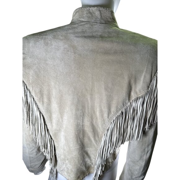 Renegade By Ren Ellis Vintage Beige Suede Fringe Beaded and Bullet Accents Sz 8 - Picture 4 of 9